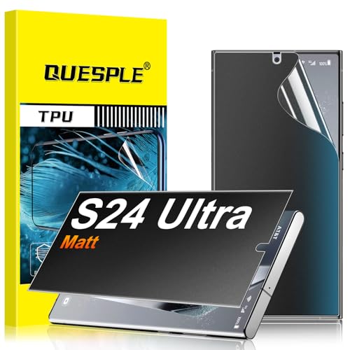 QUESPLE [2 Stück] Matt Privacy Schutzfolie für Samsung Galaxy S24 Ultra, 28° Anti Spähen Matte Blendschutz Sichtschutz, Fingerabdruck-ID Unterstützen Weich TPU Displayschutzfolie Anti-Spy Folie﻿ von QUESPLE