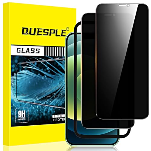 QUESPLE 2 Stück Panzer Schutz Glas, Sichtschutz für iPhone 12 Mini 5,4", Anti-Spähen Privatsphäre Schutzfolie, Frei von Kratzern, 9H Härte Temperglas von QUESPLE
