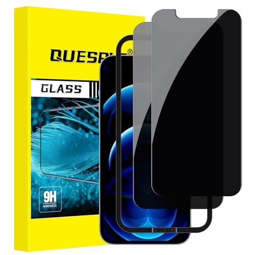 QUESPLE 2 Stück Panzer Schutz Glas, Sichtschutz für iPhone 12 Pro Max 6,7", Anti-Spähen Privatsphäre Schutzfolie, Frei von Kratzern, 9H Härte Temperglas von QUESPLE