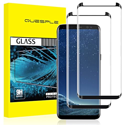 QUESPLE [2 Stück] Panzerglas Schutzfolie für Samsung Galaxy S8, Anti-Kratzen, Ultra-klar, Anti-Bläschen, 3D-Vollständige Abdeckung Gehärtetem Glas Displayschutzfolie für Galaxy S8 von QUESPLE