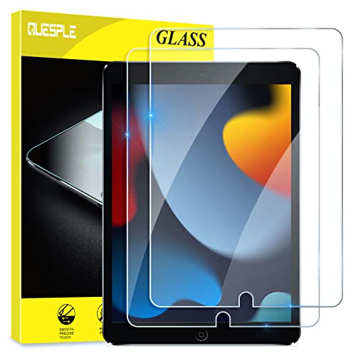 QUESPLE [2 Stück] Panzerglas Schutzfolie für iPad 9. Generation und iPad 8. / 7. Generation 10,2 Zoll Schutzfolie 2021/2020/2019, 9H Härte Gehärtetem Glas Film Displayschutz von QUESPLE