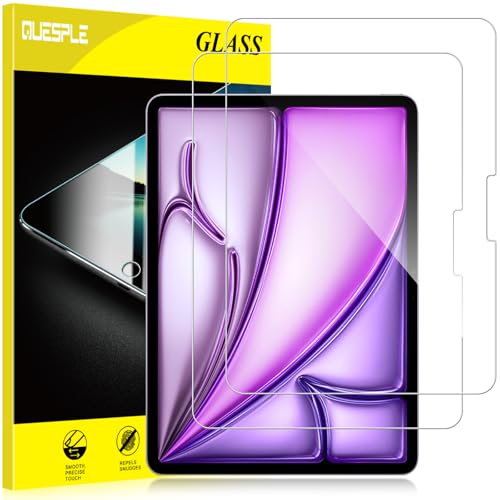 QUESPLE [2 Stück] Panzerglas Schutzfolie für iPad Air 13 Zoll M2 (2024), 9H Härte, Anti-Kratzer, Einfache Installation Gehärtetem Glas Displayschutz von QUESPLE