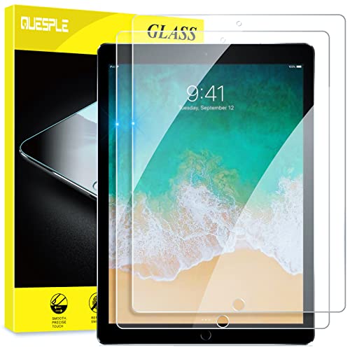 QUESPLE [2 Stück] Panzerglas Schutzfolie für iPad Pro 12,9 (2015 und 2017 Modell), 9H Härte, Anti-Kratzer, Einfache Installation Gehärtetem Glas Displayschutz für iPad Pro 12,9 (2.Gen. & 1.Gen.) von QUESPLE