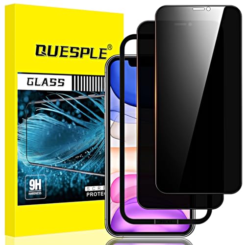 QUESPLE [2 Stück] Panzerglas Sichtschutz für iPhone 11/XR 6,1 Zoll, Anti-Kratzen, 9H Härte Blasenfreie iPhone 11/XR Privacy Schutzfolie Gehärtetem Glas Displayschutzfolie von QUESPLE