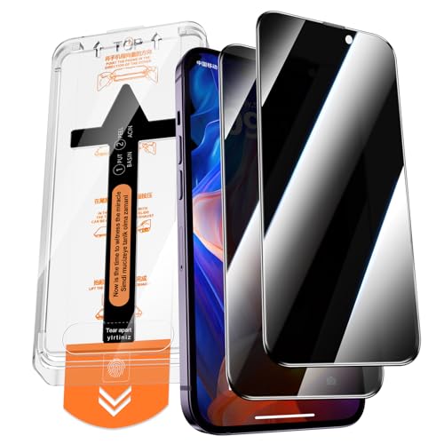 QUESPLE 2 Stück Panzerglas Sichtschutz für iPhone 14 Pro, [Auto-Installation] Anti-Spähen Full Screen Privatsphäre Schutzfolie, Frei von Kratzern, 9H Härte Gehärtetem Glas Displayschutzfolie von QUESPLE