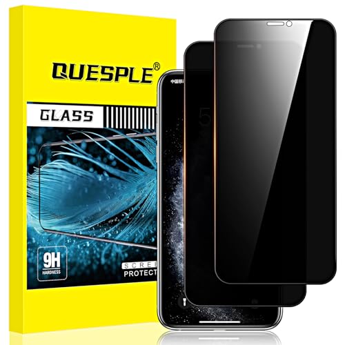 QUESPLE [2 Stück] Sichtschutz für iPhone 11 Pro/XS/X 5,8 Zoll Schutzfolie, 9H Härte Privacy Panzer Schutz Glas, Anti-Spähen Full Screen Displayschutz Folie, Anti-Kratzen/Blasenfrei von QUESPLE