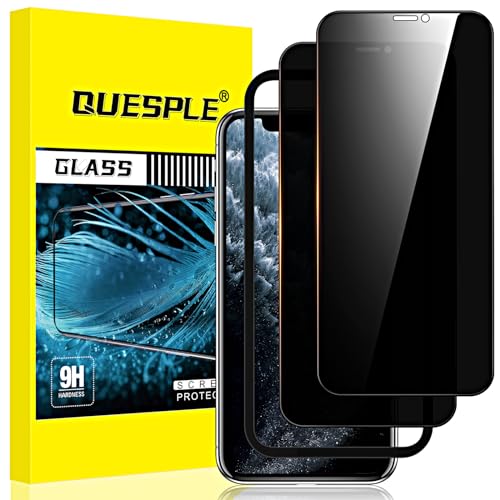 QUESPLE [2 Stück] Panzerglas Sichtschutz für iPhone 11 Pro Max/XS Max 6,5 Zoll, Anti-Kratzen, 9H Härte Blasenfreie iPhone 11 Pro Max/XS Max Privacy Schutzfolie Gehärtetem Glas Displayschutzfolie von QUESPLE