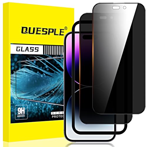 QUESPLE 2 Stück Panzer Schutz Glas, Sichtschutz für iPhone 14 Pro 6,1", Anti-Spähen Privatsphäre Schutzfolie, Frei von Kratzern, 9H Härte Temperglas QUESPLE 2 Stück Panzer Schutz Glas, Sichtschutz für iPhone 14 Pro 6,1", Anti-Spähen Privatsphäre Schutzfolie, Frei von Kratzern, 9H Härte Temperglas von QUESPLE