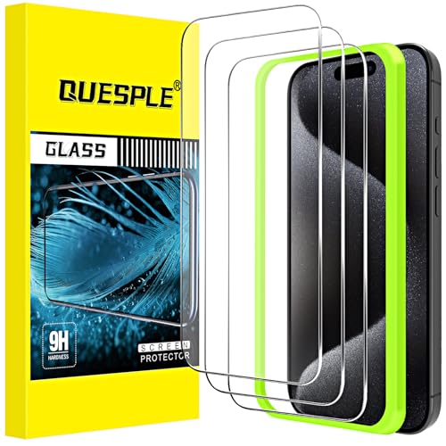 QUESPLE 3 Stück Panzer Schutz Glas, Schutzfolie für iPhone 15 Pro 6,1", Anti-Kratzen, Ultra-klar, Anti-Bläschen, 9H Härte Gehärtetem Glas Displayschutzfolie für iPhone 15 Pro QUESPLE 3 Stück Panzer Schutz Glas, Schutzfolie für iPhone 15 Pro 6,1", Anti-Kratzen, Ultra-klar, Anti-Bläschen, 9H Härte Gehärtetem Glas Displayschutzfolie für iPhone 15 Pro von QUESPLE