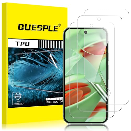 QUESPLE [3 Stück] Schutzfolie für Google Pixel 9 5G TPU Folie, Anti-Kratzen, HD Klar Blasenfreie Weich Google Pixel 9 Display Schutz, Fingerabdruck-ID Unterstützen von QUESPLE