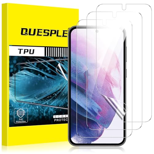 QUESPLE [3 Stück] Schutzfolie für Samsung Galaxy S21 5G TPU Folie, Anti-Kratzen, HD Klar Blasenfreie Weich Samsung S21 Display Schutz, Fingerabdruck-ID Unterstützen von QUESPLE
