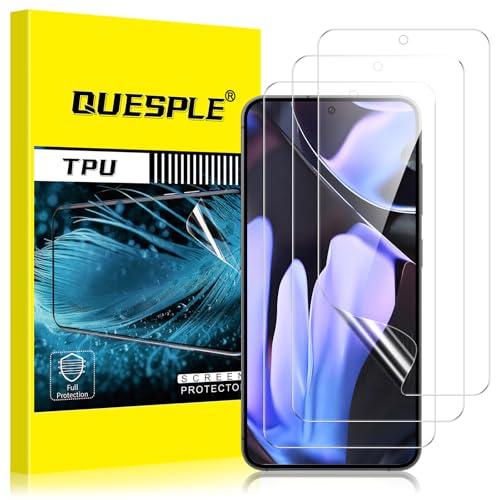 QUESPLE [3 Stück] Schutzfolie für Google Pixel 9 Pro 5G TPU Folie, Anti-Kratzen, HD Klar Blasenfreie Weich Google Pixel 9 Pro Display Schutz, Fingerabdruck-ID Unterstützen von QUESPLE