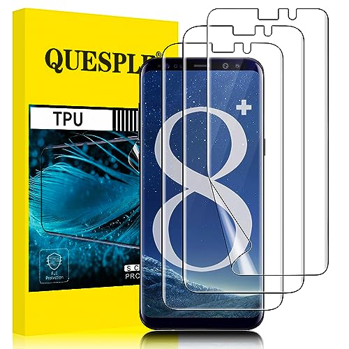 QUESPLE [3 Stück] TPU Schutzfolie für Samsung Galaxy S8 Plus Folie, Anti-Kratzen, HD Klar Blasenfreie Weich Samsung S8 Plus Display Schutz, Fingerabdruck-ID Unterstützen von QUESPLE