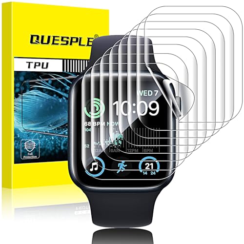 QUESPLE [8 Stück] TPU Schutzfolie für Apple Watch 44mm Series SE2/SE/6/5/4 Folie, HD Klar Blasenfreie Weich Apple Watch Display Schutz, Nicht Glas Maximale Abdeckung Selbstheilung von QUESPLE
