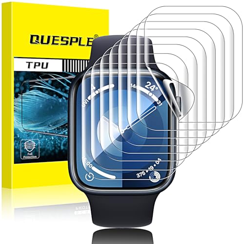 QUESPLE [8 Stück] TPU Schutzfolie für Apple Watch 45mm Series 9/8/7 Folie, HD Klar Blasenfreie Weich Apple Watch Display Schutz, Nicht Glas Maximale Abdeckung Selbstheilung von QUESPLE