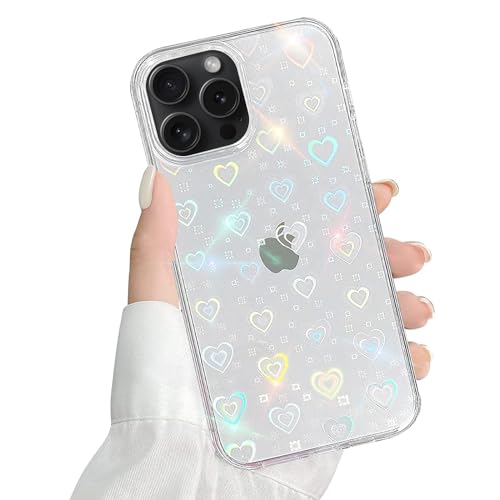 QUESPLE Kompatibel mit iPhone 15 Pro Max Hülle Transparent Glitzer Herz Muster für Frauen Mädchen Mode Weiche Langlebige Schlanke TPU Handyhülle, Hart PC Rückseite Kratzfest QUESPLE Kompatibel mit iPhone 15 Pro Max Hülle Transparent Glitzer Herz Muster für Frauen Mädchen Mode Weiche Langlebige Schlanke TPU Handyhülle, Hart PC Rückseite Kratzfest von QUESPLE