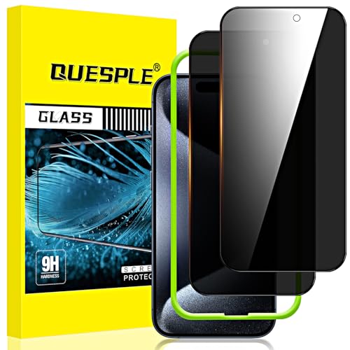 QUESPLE 2 Stück Panzer Schutz Glas, Sichtschutz für iPhone 15 Pro Max 6,7", Anti-Spähen Privatsphäre Schutzfolie, Frei von Kratzern, 9H Härte Temperglas QUESPLE 2 Stück Panzer Schutz Glas, Sichtschutz für iPhone 15 Pro Max 6,7", Anti-Spähen Privatsphäre Schutzfolie, Frei von Kratzern, 9H Härte Temperglas von QUESPLE