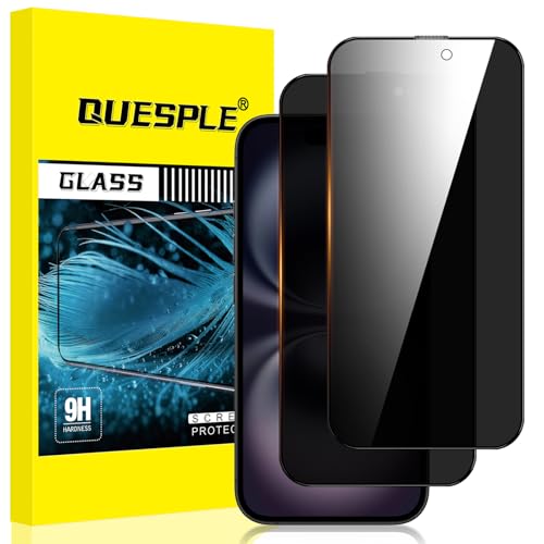 QUESPLE [2 Stück] Panzerglas Sichtschutz für iPhone 16 Plus 6,7 Zoll, Anti-Kratzen, 9H Härte Blasenfreie iPhone 16 Plus Privacy Schutzfolie Gehärtetem Glas Displayschutzfolie von QUESPLE