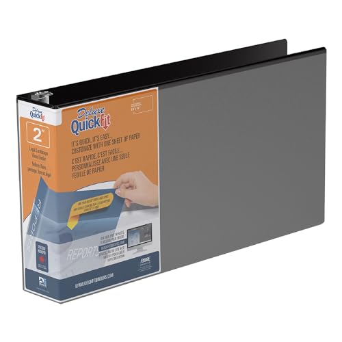 QuickFit 97110 Tabellen-Sichtmappe, 21,6 x 27,9 cm, Querformat, Ringbindung, Weiß 2 Inch/8.5 x 14 Inches Schwarz von QUICKFIT