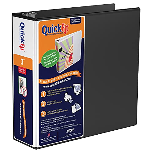 QuickFit View 3 Ringbuch Angle D-Ringbuch mit Klarsicht-Cover, 3 Zoll breit, Schwarz von QUICKFIT