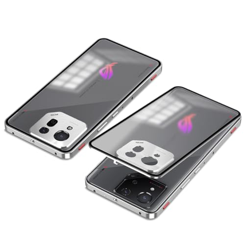 QUIETIP Schutzhülle kompatibel mit Asus ROG Phone 8 Pro 5G, mit Displayschutzfolie, Metallrahmen und mattierter Polycarbonat-Rückseite, Silber von QUIETIP