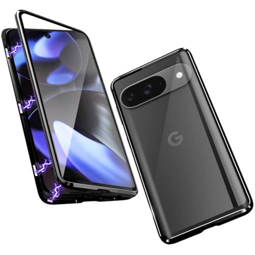 QUIETIP Schutzhülle kompatibel mit Google Pixel 9 und Pixel 9 Pro, magnetischer Metallrahmen, doppelseitig, transparente Abdeckung aus gehärtetem Glas, Schwarz QUIETIP Schutzhülle kompatibel mit Google Pixel 9 und Pixel 9 Pro, magnetischer Metallrahmen, doppelseitig, transparente Abdeckung aus gehärtetem Glas, Schwarz von QUIETIP