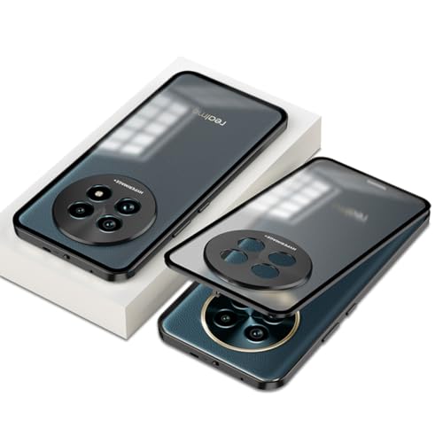 QUIETIP Schutzhülle kompatibel mit Realme 13 Pro & 13 Pro+ Plus, Metallrahmen + mattierte PC-Oberfläche mit Kameraschutz, Schwarz von QUIETIP