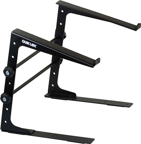 QUIK LOK - LPH/009 Multifunktionaler und modularer Tischständer, Basis mit Platten 30,5 cm x 3 cm, mit Gummistreifen, zwei Klemmen im Lieferumfang enthalten, höhenverstellbar, aus Stahl, Farbe Schwarz von QUIK LOK