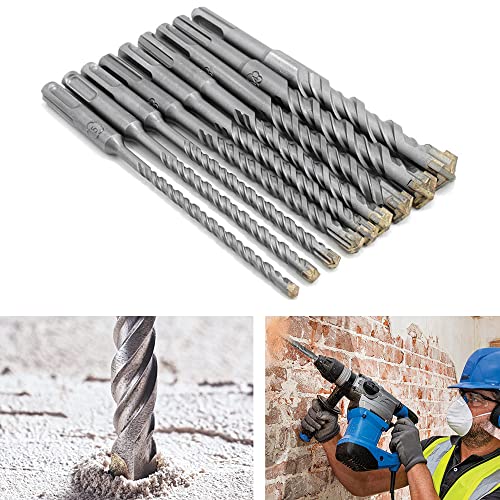 9-Teiliges SDS-Plus Bohrer-Set, Hartmetall Steinbohrer Set Für 3/4 Zoll SDS-Plus Bohrhammer, High Strength, Stability, For Fast Drilling In Concrete, Mortar, Brick, Block And Other Masonry Etc von QUISTALA