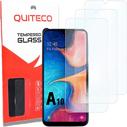 QUITECO Panzer Schutz Glas für Samsung Galaxy A10 [3 Stück] Schutzfolie Glas Display, Display Panzerfolie Blasenfreies Schutzglas, Glasfolie 9H von QUITECO