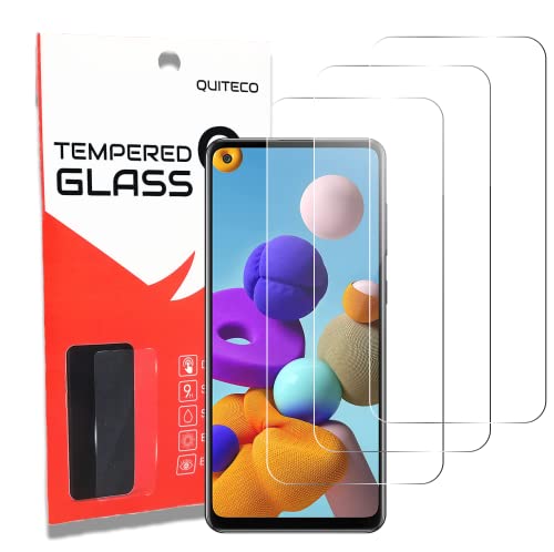 QUITECO Panzer Schutz Glas für Samsung Galaxy A21S [3 Stück] Schutzfolie Glas Display Panzerfolie Schutzglas von QUITECO