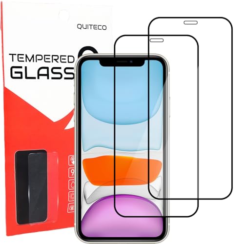 QUITECO Panzer Schutz Glas für iPhone 11 / iPhone XR [2 Stück] Schutzfolie Glas Full Screen Display Schutzglas Panzerfolie Schwarzer Rand von QUITECO
