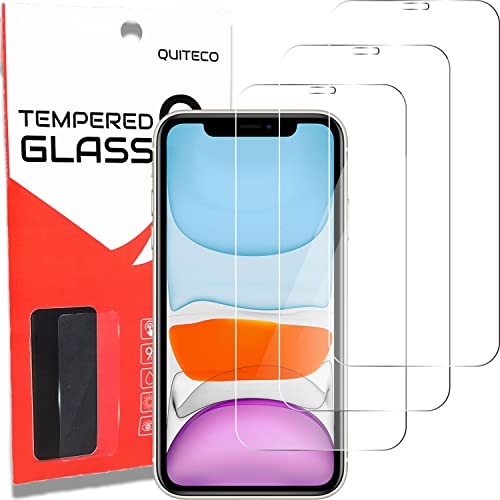 QUITECO Panzer Schutz Glas für iPhone 11 Pro, iPhone X/iPhone XS [3 Stück] Schutzfolie Glas Display, Display Panzerfolie Blasenfreies Schutzglas, Glasfolie 9H von QUITECO