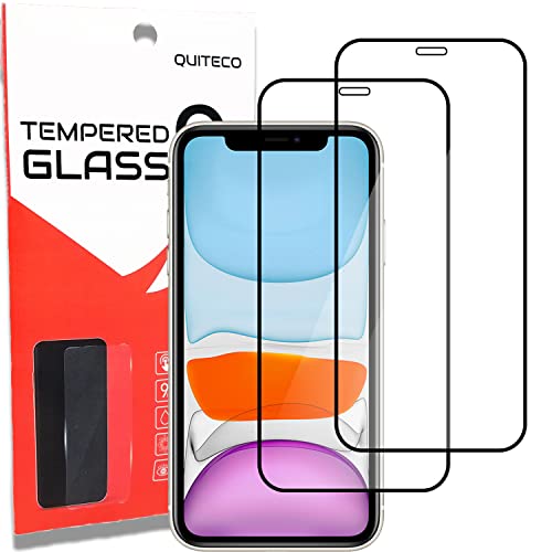 QUITECO Panzer Schutz Glas für iPhone 11 Pro/iPhone XS/iPhone X [2 Stück] Schutzfolie Glas Full Screen, Display Schutzglas Panzerfolie, Schwarzer Rand Glasfolie 9H von QUITECO