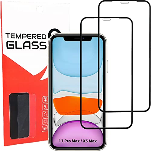 QUITECO Panzer Schutz Glas für iPhone 11 Pro Max/iPhone XS Max [2 Stück] Schutzfolie Glas Full Screen Display Schutzglas Panzerfolie Schwarzer Rand von QUITECO