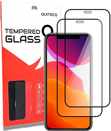 QUITECO Panzer Schutz Glas für iPhone 12 / iPhone 12 Pro [2 Stück] Schutzfolie Glas Full Screen, Display Schutzglas Panzerfolie, Schwarzer Rand Glasfolie 9H von QUITECO