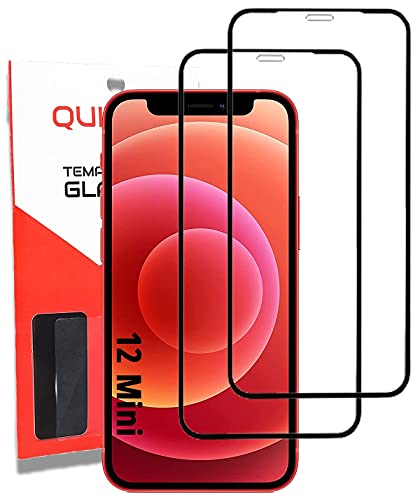 QUITECO Panzer Schutz Glas für iPhone 12 Mini [2 Stück] Schutzfolie Glas Full Screen, Display Schutzglas Panzerfolie, Schwarzer Rand Glasfolie 9H von QUITECO