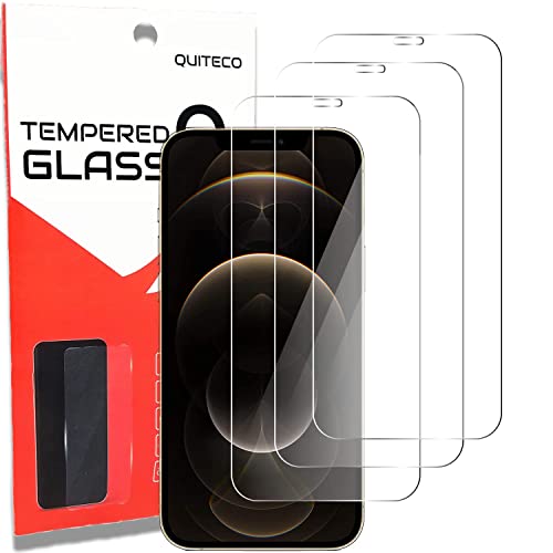 QUITECO Panzer Schutz Glas für iPhone 12 Pro Max [3 Stück] Schutzfolie Glas Display, Display Panzerfolie Blasenfreies Schutzglas, Glasfolie 9H von QUITECO