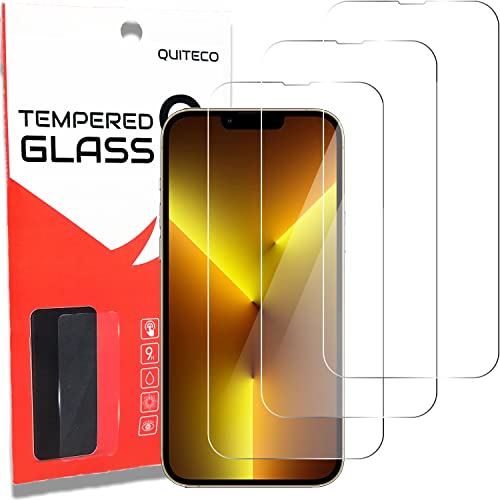 QUITECO Panzer Schutz Glas für iPhone 13 Pro Max/iPhone 14 Plus [3 Stück] Schutzfolie Glas Display, Display Panzerfolie Blasenfreies Schutzglas, Glasfolie 9H von QUITECO