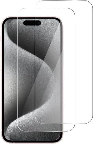 QUITECO Panzer Schutz Glas für iPhone 15 / iPhone 15 Pro [2 Stück] Schutzfolie Glas Display, Display Panzerfolie Blasenfreies Schutzglas, Glasfolie 9H von QUITECO