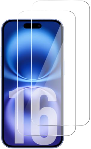 QUITECO Panzer Schutz Glas für iPhone 16 [2 Stück] Schutzfolie Glas Display Panzerfolie Schutzglas von QUITECO