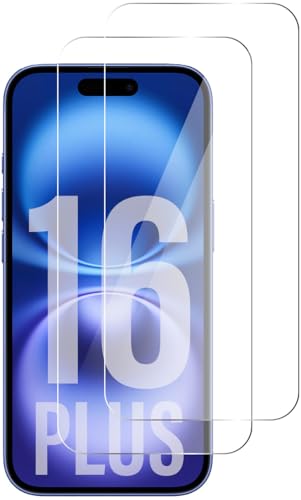 QUITECO Panzer Schutz Glas für iPhone 16 Plus [2 Stück] Schutzfolie Glas Display Panzerfolie Schutzglas von QUITECO