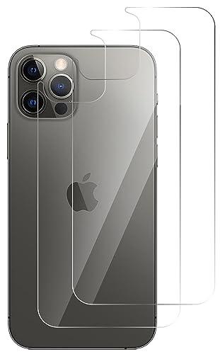 QUITECO Rückseite Schutzfolie für iPhone 12 [2 Stück] Schutz aus Gehärtetem Glas des Rückens von QUITECO