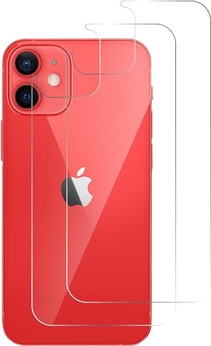 QUITECO Rückseite Schutzfolie für iPhone 12 Mini [2 Stück] Schutz aus Gehärtetem Glas des Rückens von QUITECO