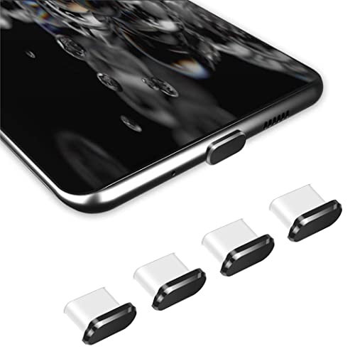 QUITECO Staubschutzkappen Typ C für iPhone 15/Samsung/Huawei/Xiaomi/Honor/OnePlus [4 Stück] Schutzkappen Ladeanschluss (schwarz) von QUITECO