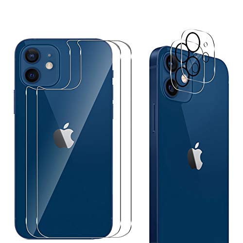 QULLOO [2+2 Stück] Rückseite Schutzfolie für iPhone 12 Mini +Kameraschutz, 9H Härte Klar Hinten Schutzfolie Anti-Kratzen Zurück Glas Folie von QULLOO