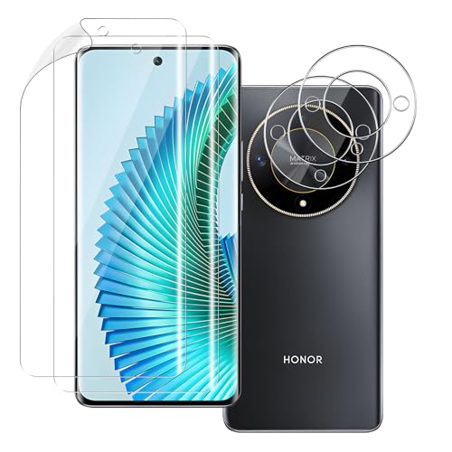 QULLOO 2+2 Stück Schutzfolie für Honor Magic 6 LITE 5G + Kameraschutz für Panzerglas, Weich TPU Displayschutzfolie Anti-Fingerabdruck Folie Screen Displayschutz für Honor Magic6 LITE - Transparent von QULLOO