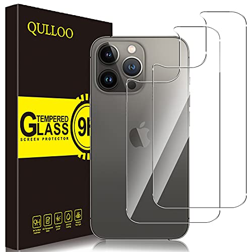 QULLOO [2 Stück Rückseite Schutzfolie für iPhone 13 Pro Max, 9H Härte Klar Hinten Displayschutzfolie Anti-Kratzen Zurück Panzerfolie für iPhone 13 Pro Max (6,7 Zoll) von QULLOO