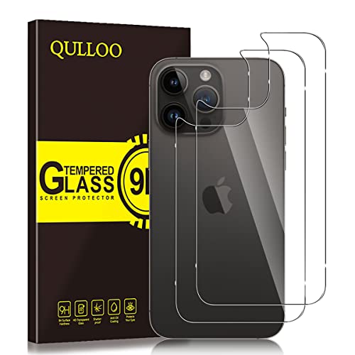 QULLOO 2 Stück Rückseite Schutzfolie für iPhone 14 Pro Max 6,7 Zoll für Panzer Schutz Glas, 9H Härte Anti-Kratzen Zurück Glasfolie Hinten Schutzglas HD Klar Rückseite Folie von QULLOO