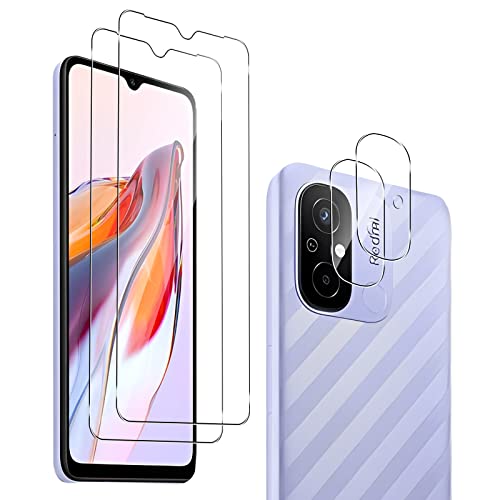 QULLOO 2 Stück Schutzfolie für Xiaomi Redmi 12C mit 2 Stück Kamera Folie,9H Schutzglas Panzer Schutz Glas Panzerfolie Displayschutzfolie,Anti-Kratz, Blasenfrei Displayschutz für Redmi 12 C von QULLOO